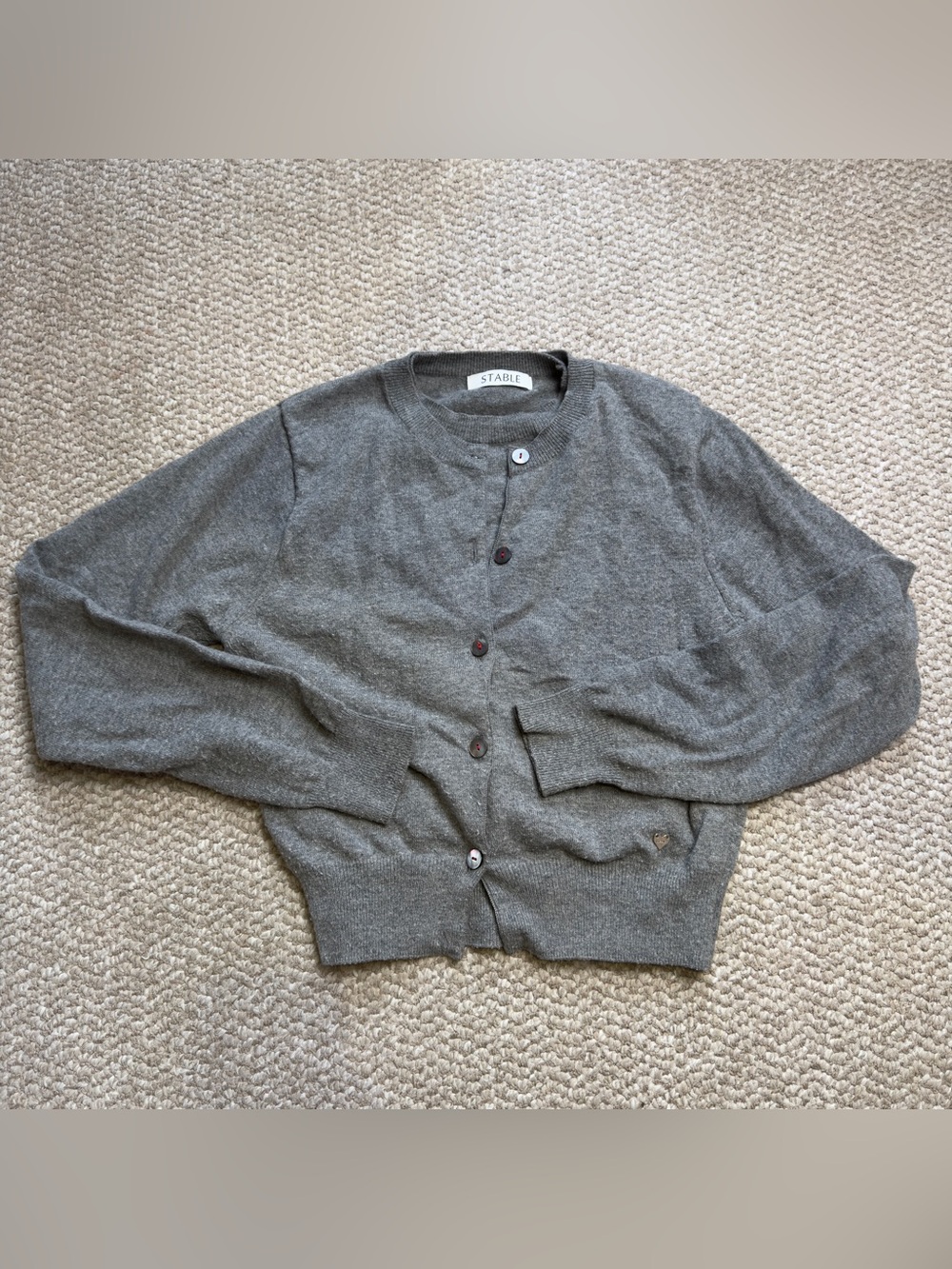 STABLE Gray Knit Button Cardigan